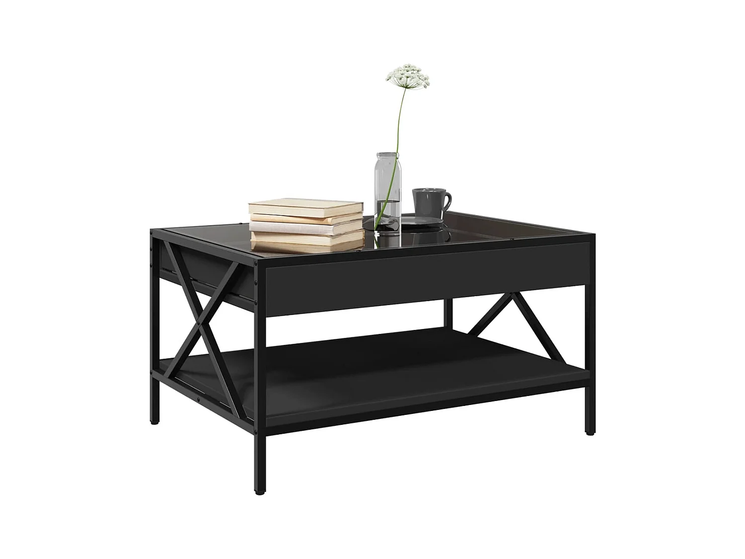 Table basse avec LED infini noir 70x50x38 cm