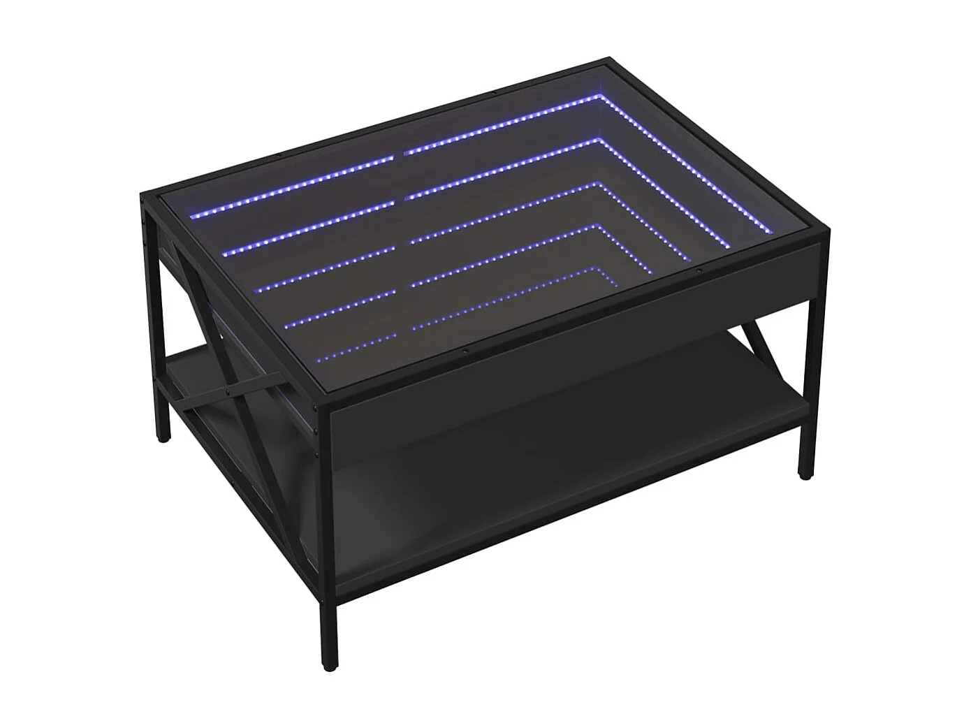 Table basse avec LED infini noir 70x50x38 cm