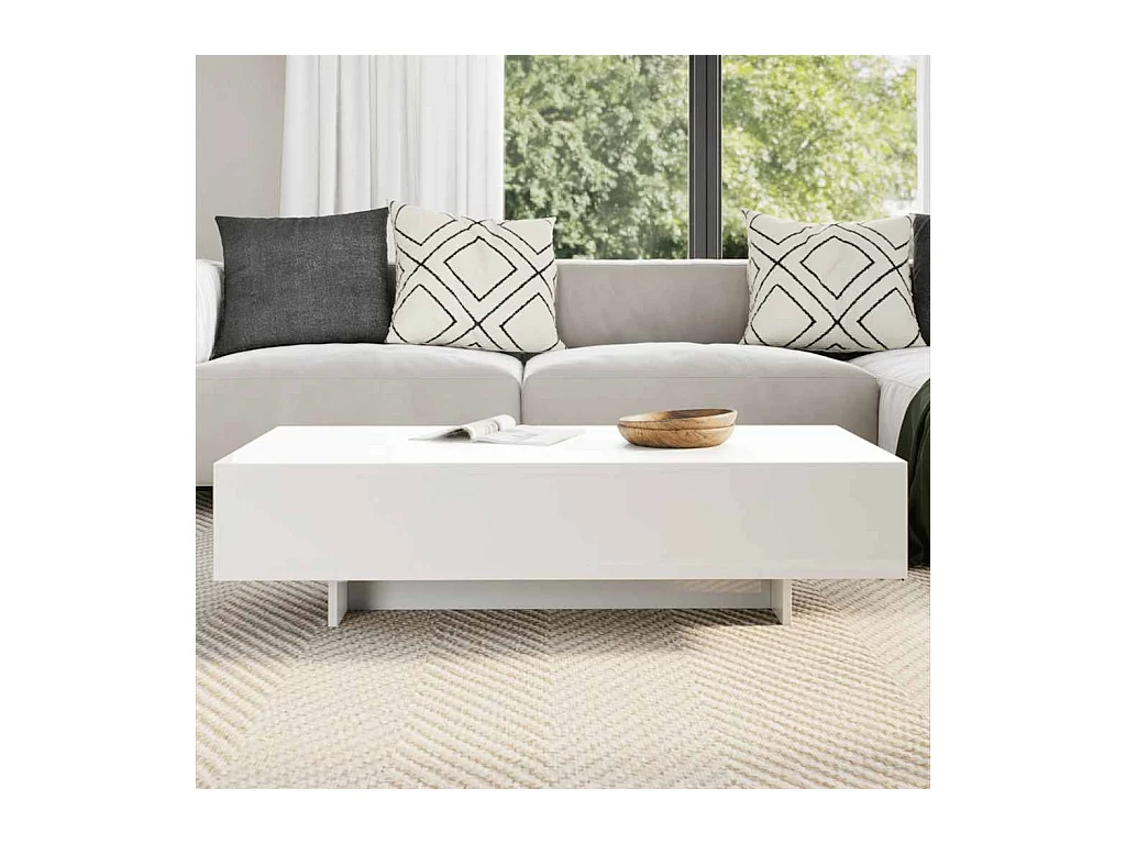 Table basse blanc brillant