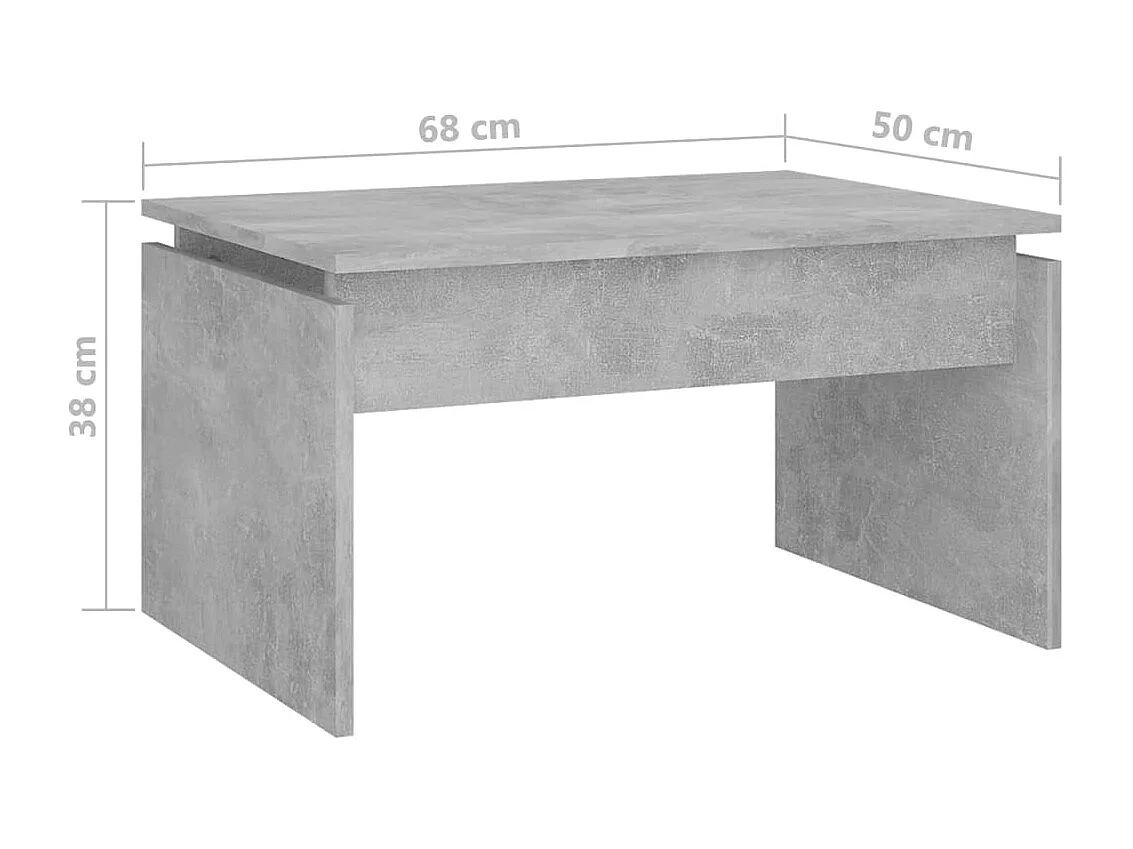 Table basse gris béton 68x50x38 cm bois d'ingénierie