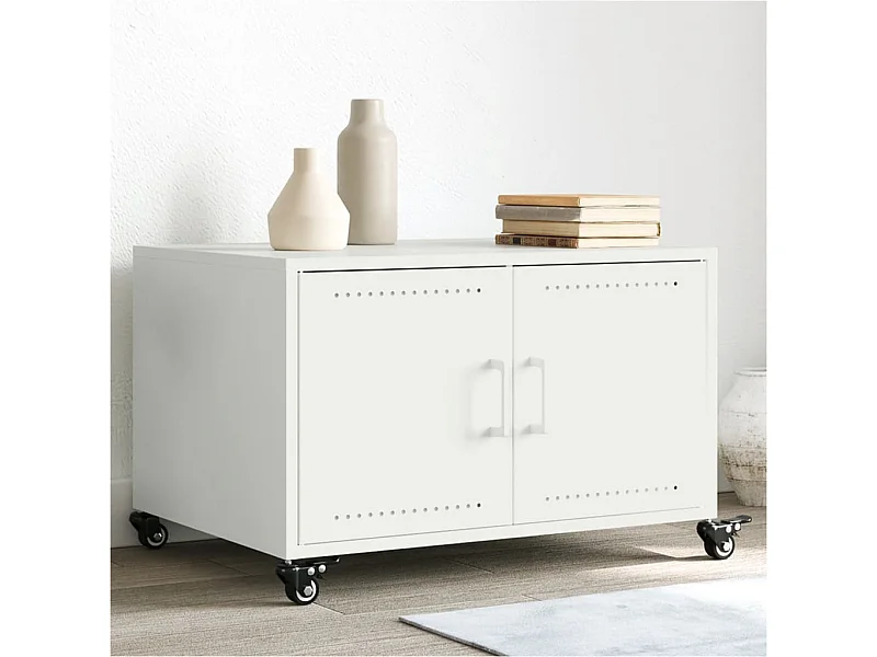 Mesa de centro blanca 68x50x43,5 cm acero