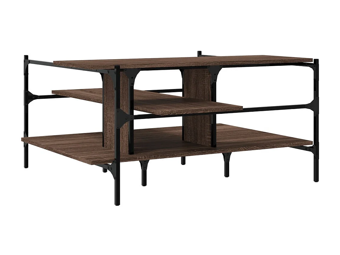 Mesa de centro roble marrón 100x100x48,5 cm madera de ingeniería