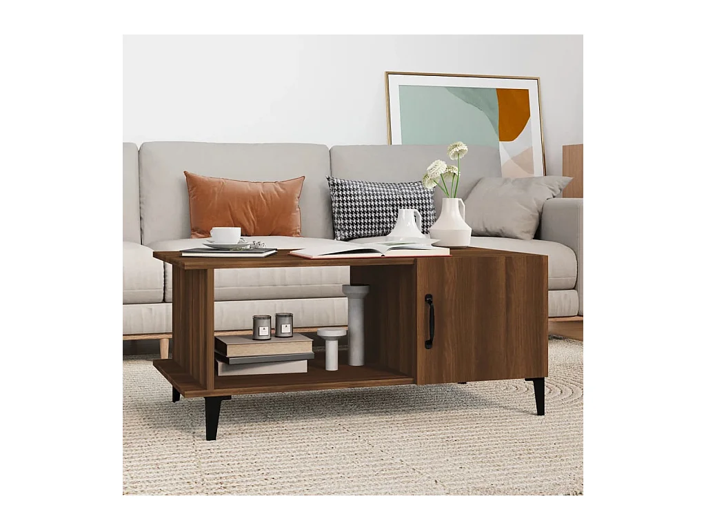 Tavolino da caffè Rovere marrone 90x50x40 cm Legno composito