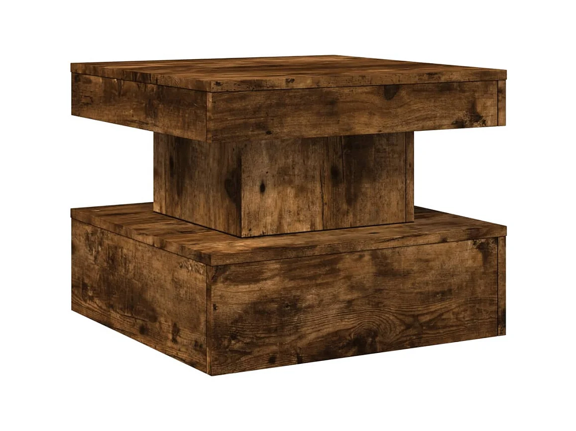 Tavolino con luci LED rovere affumicato 50x50x40 cm