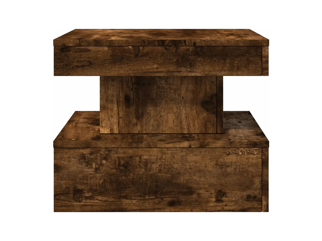 Tavolino con luci LED rovere affumicato 50x50x40 cm