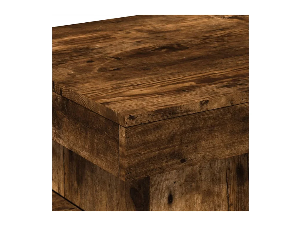 Tavolino con luci LED rovere affumicato 50x50x40 cm