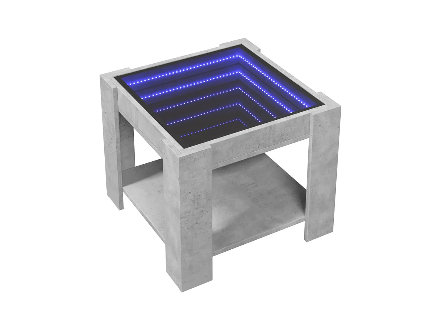 Tavolino grigio cemento con LED 53x53x45 cm in legno ingegnerizzato