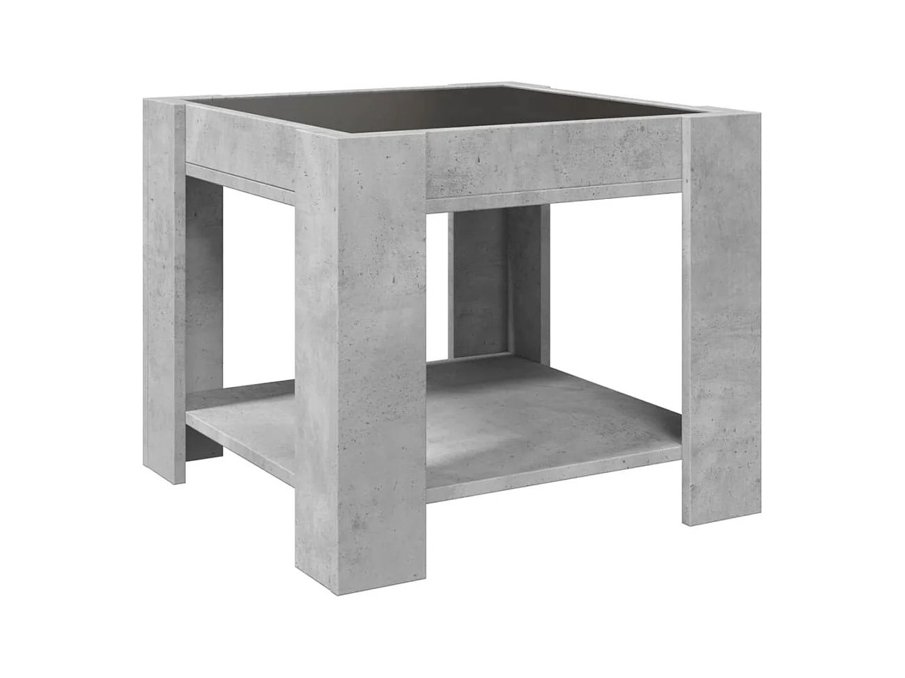 Tavolino grigio cemento con LED 53x53x45 cm in legno ingegnerizzato