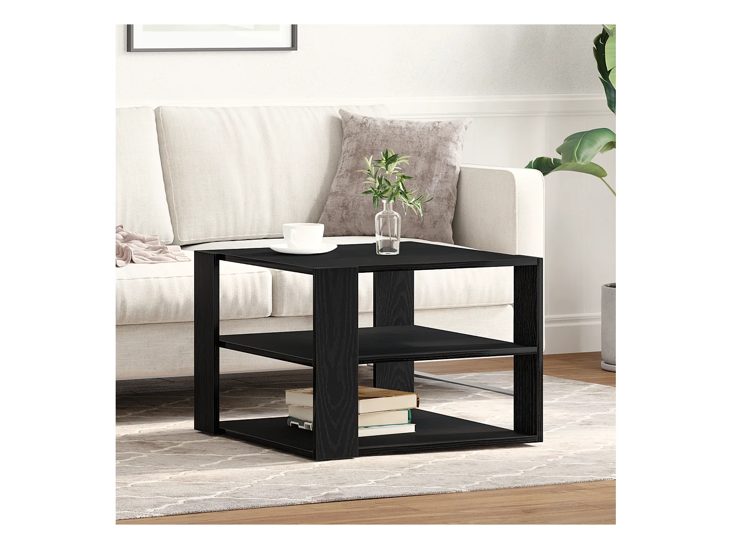 Table basse Bois noir 59,5x59,5x40 cm Bois reconstitué