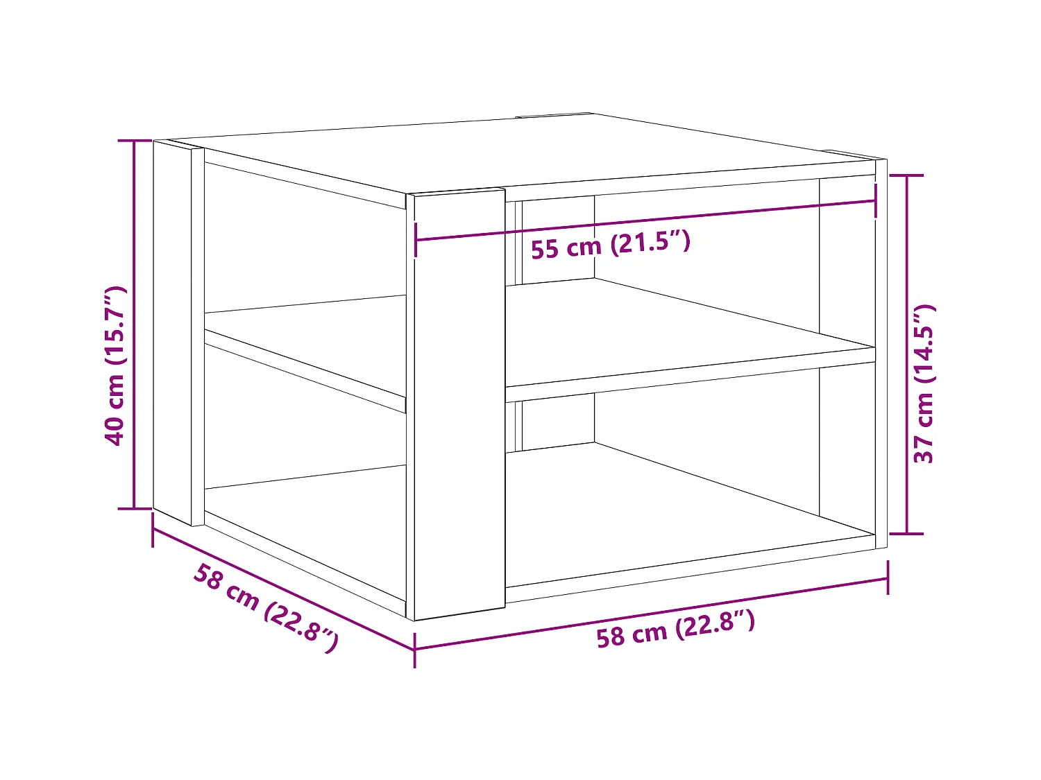 Table basse Bois noir 59,5x59,5x40 cm Bois reconstitué