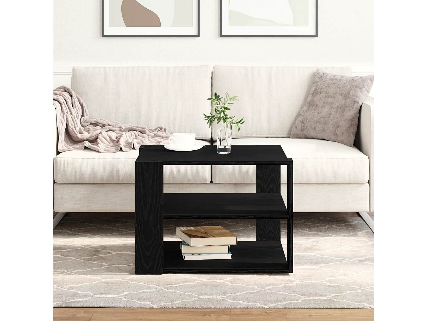 Table basse Bois noir 59,5x59,5x40 cm Bois reconstitué