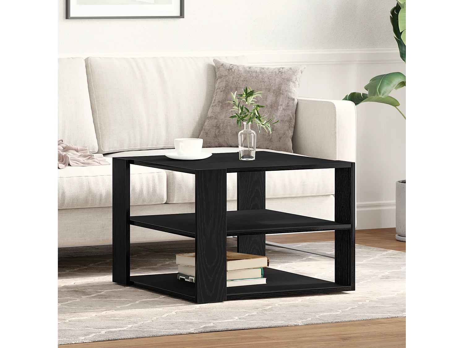 Table basse Bois noir 59,5x59,5x40 cm Bois reconstitué