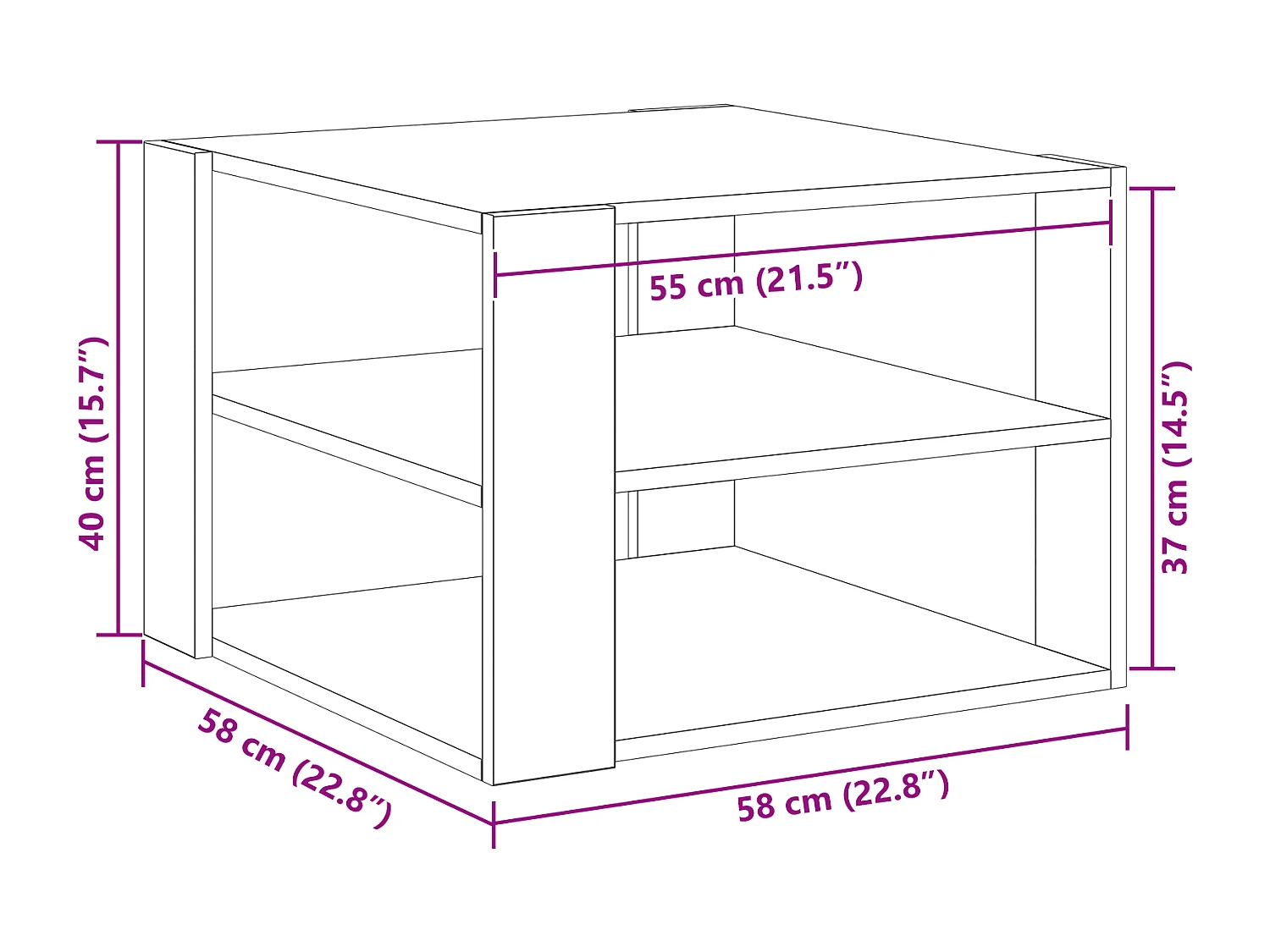 Table basse Bois noir 59,5x59,5x40 cm Bois reconstitué