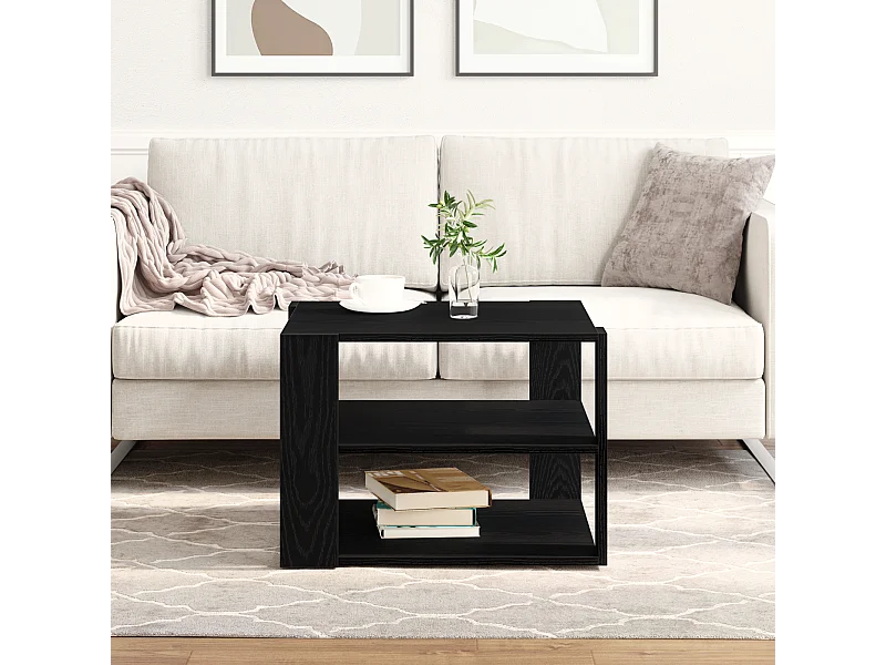 Table basse Bois noir 59,5x59,5x40 cm Bois reconstitué