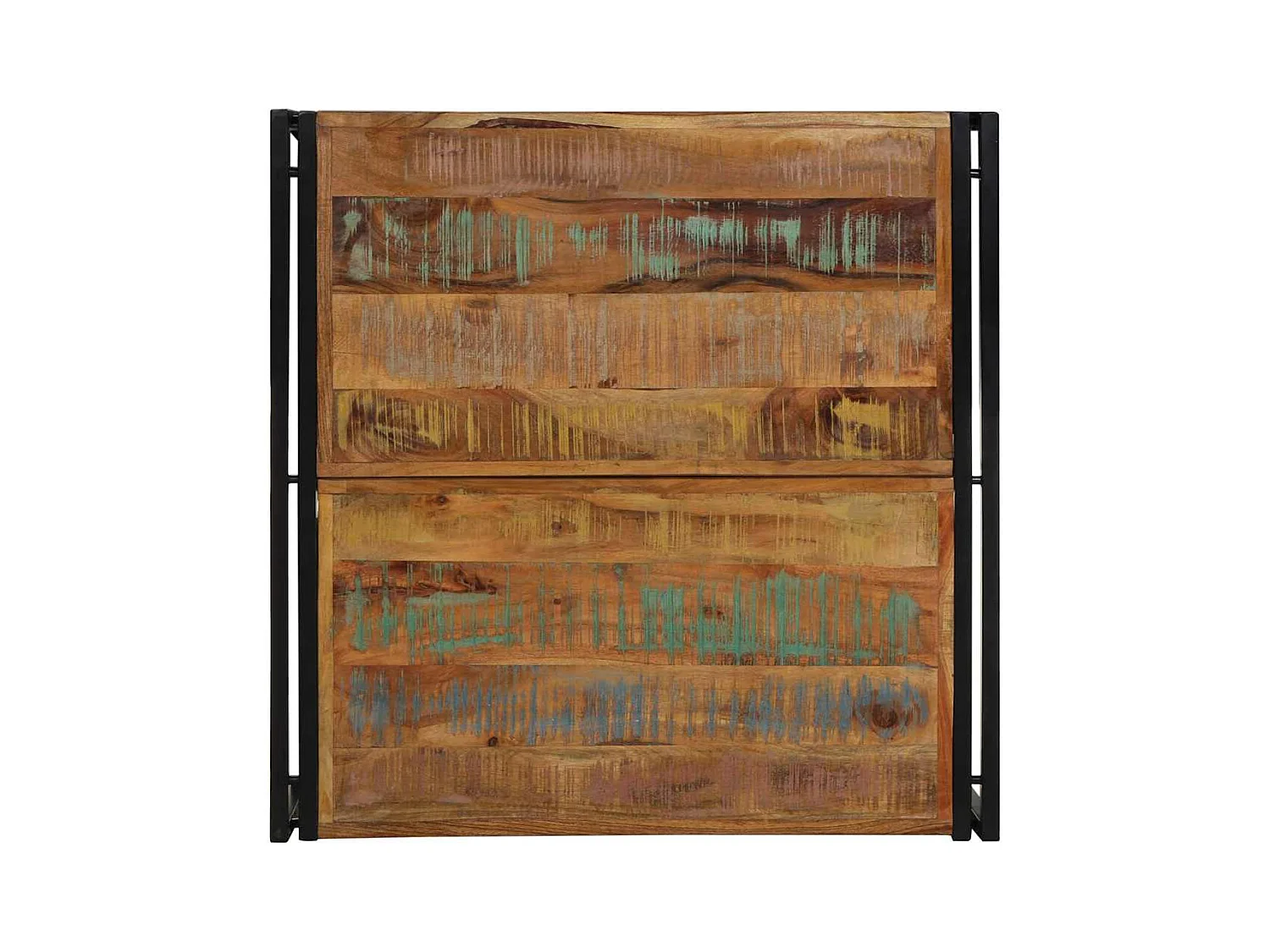 Mesa de centro multicolor 80x80x35 cm madera maciza recuperada