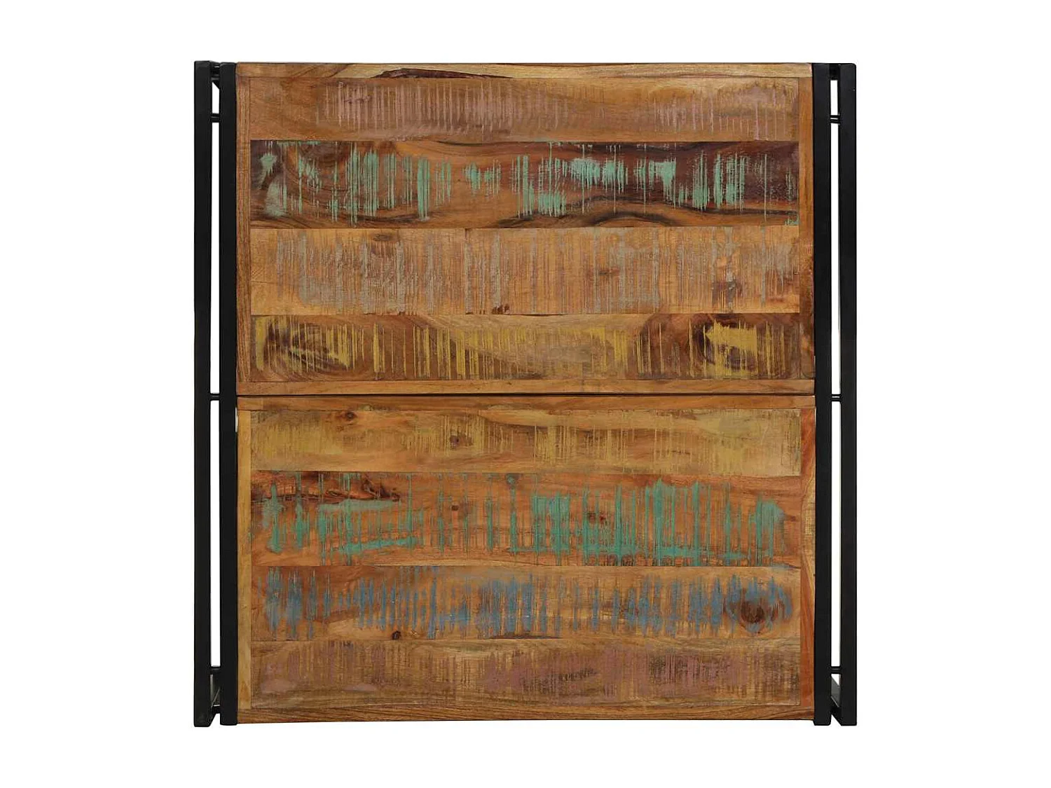 Table basse multicolore 80x80x35 cm bois de récupération massif