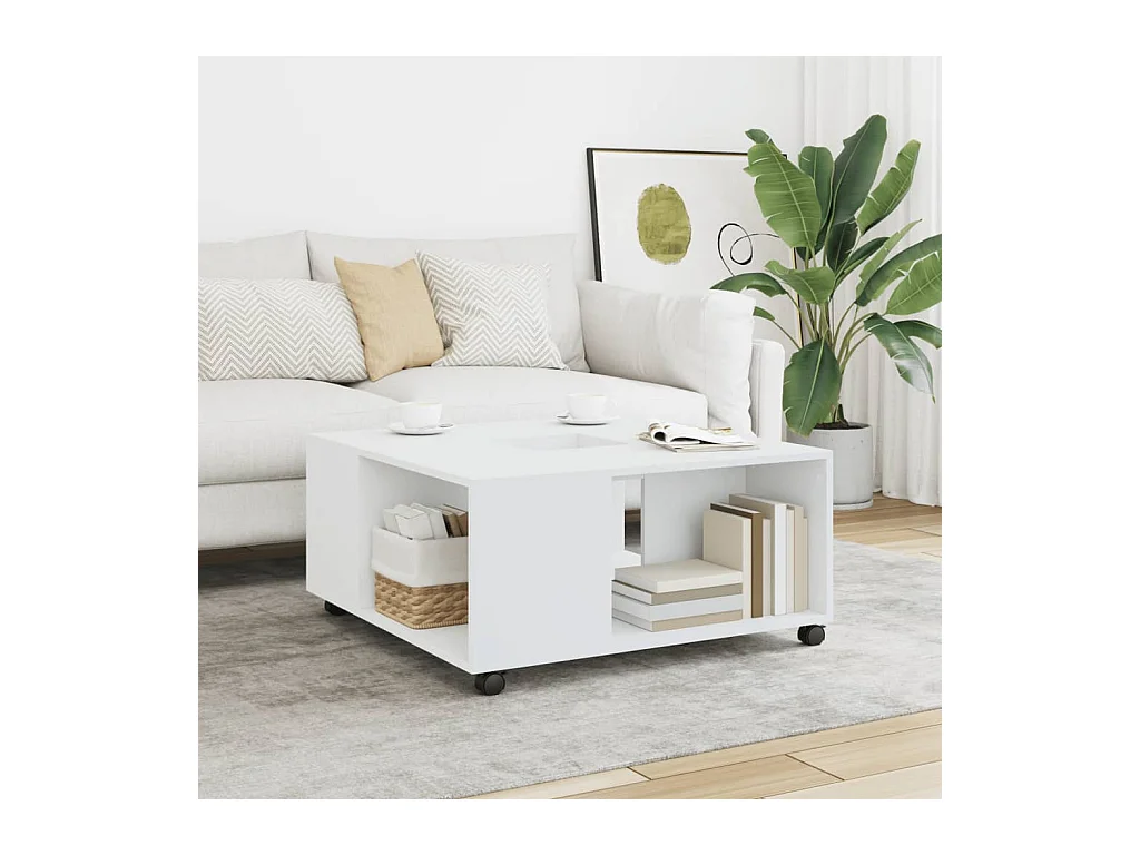 Table basse blanc 80x80x40 cm bois d'ingénierie