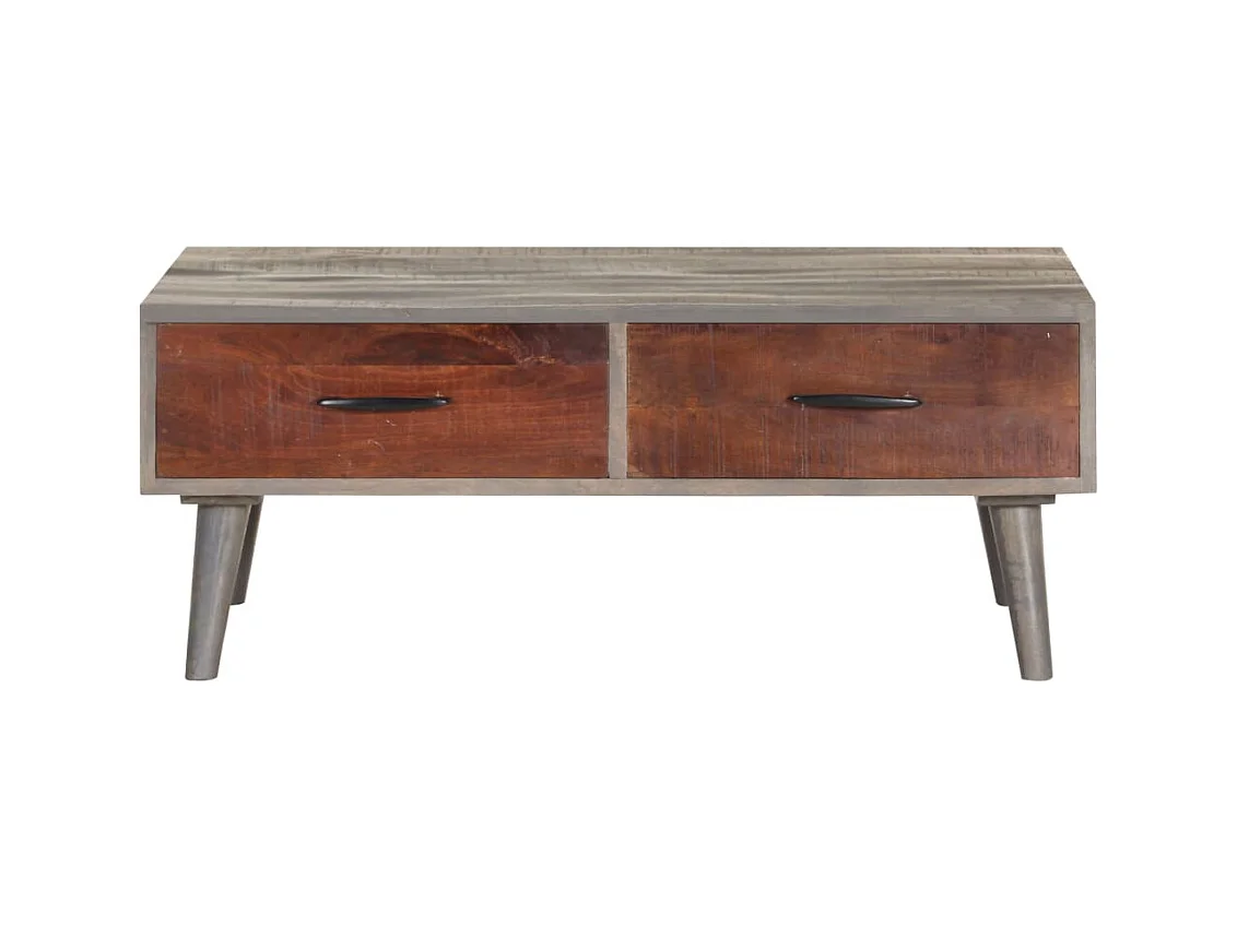 Tavolino da caffè Grigio 100x60x40 cm Legno massello di mango grezzo