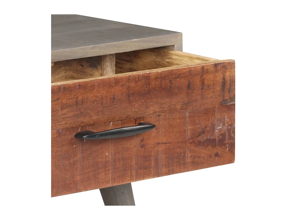 Tavolino da caffè Grigio 100x60x40 cm Legno massello di mango grezzo