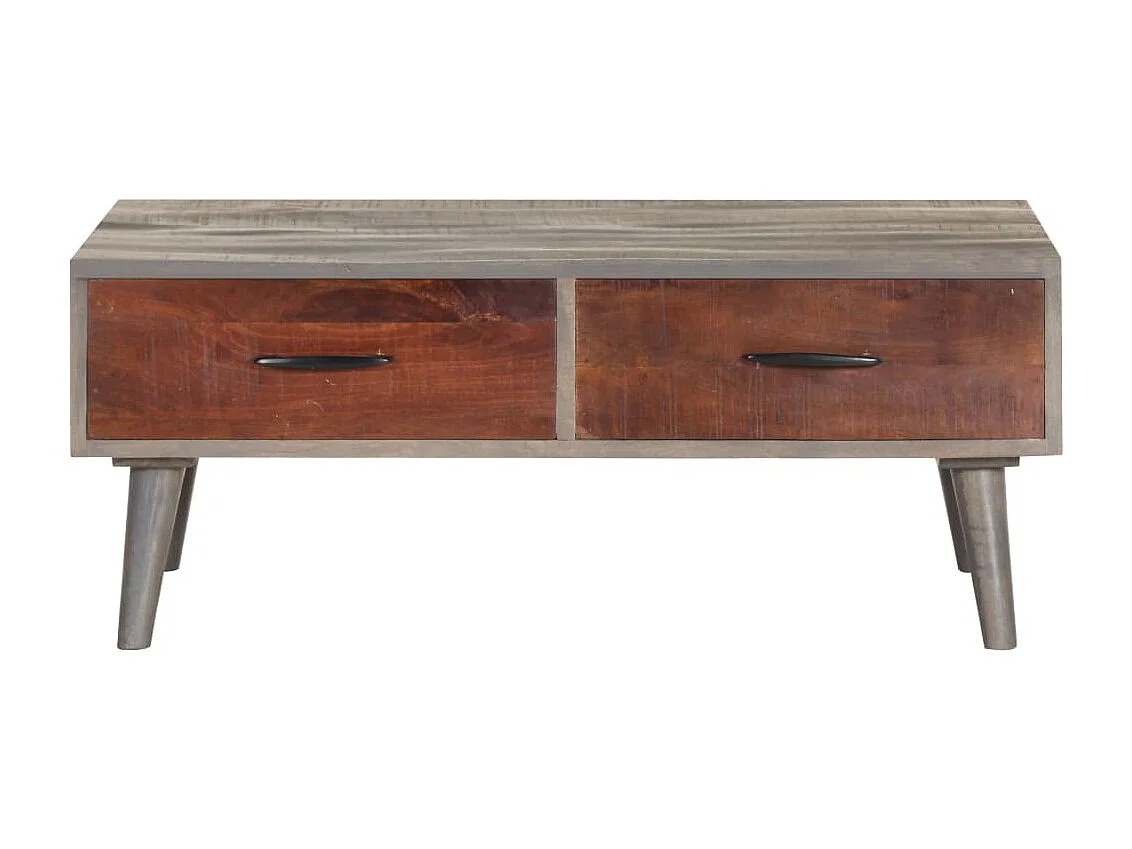 Table basse Gris 100x60x40 cm Bois massif de manguier brut