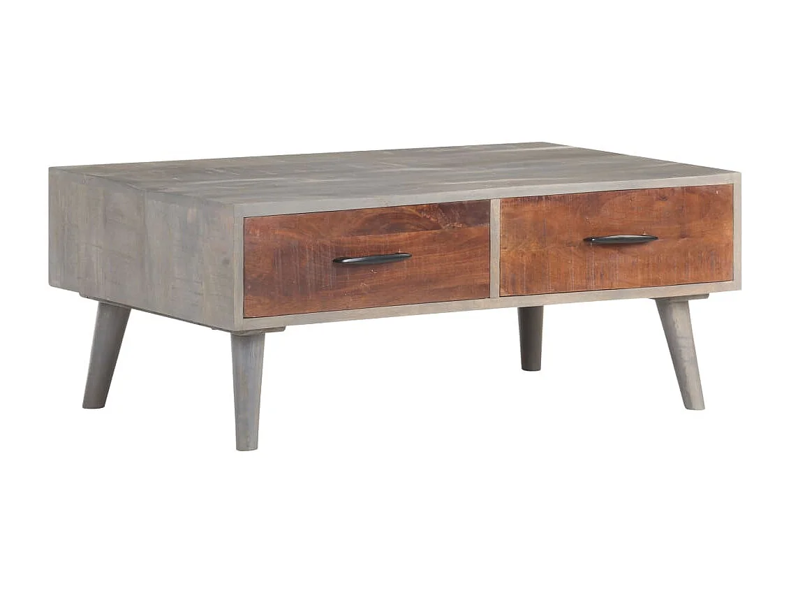 Table basse Gris 100x60x40 cm Bois massif de manguier brut