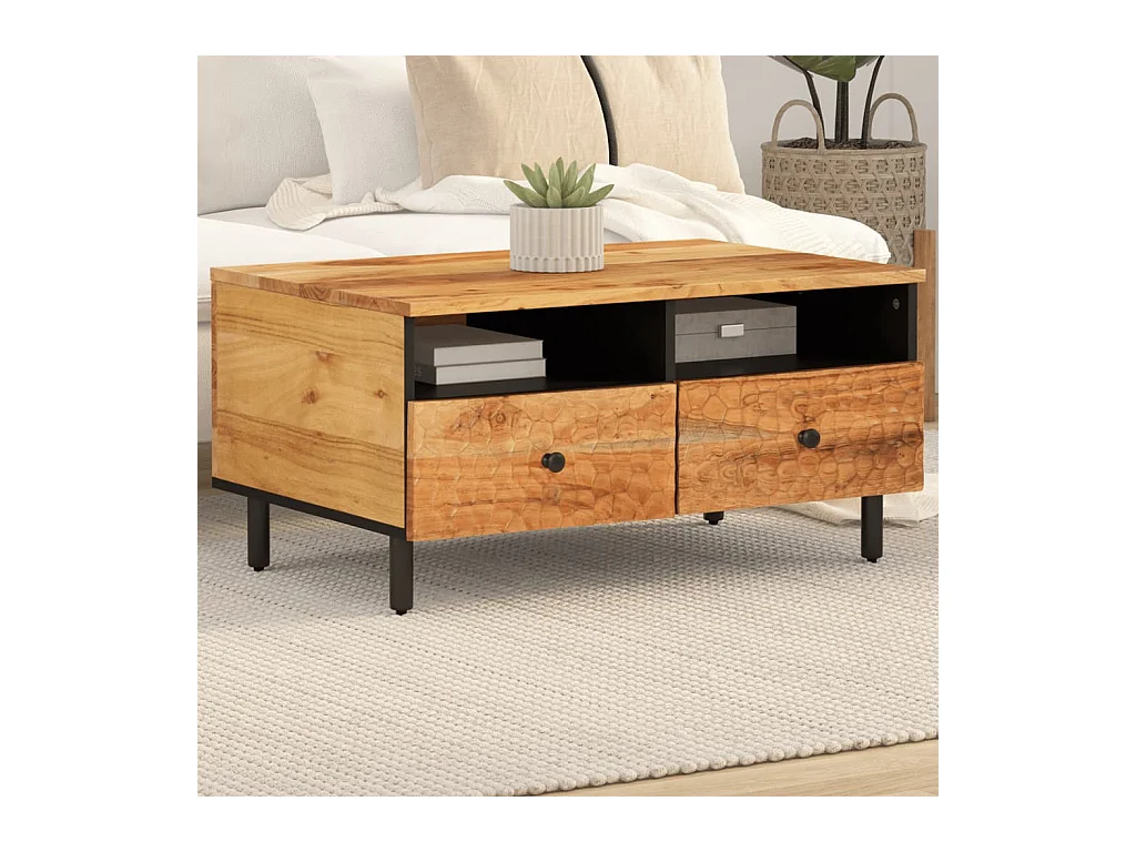 Table basse 80x54x40 cm bois massif d'acacia