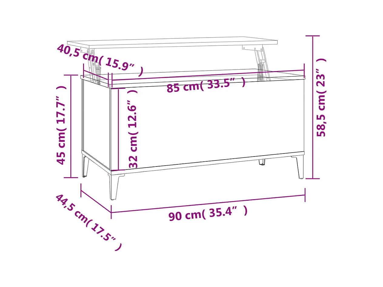 Table basse Noir 90x44,5x45 cm Bois d'ingénierie