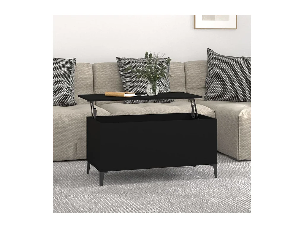 Table basse Noir 90x44,5x45 cm Bois d'ingénierie