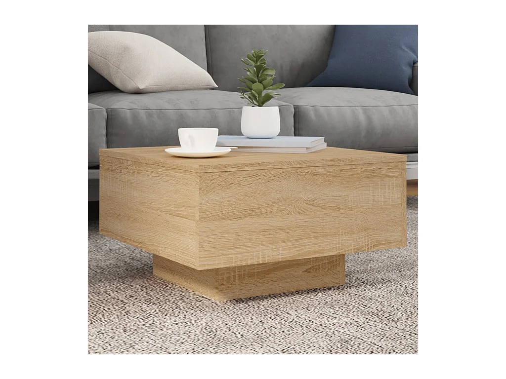 Table basse avec lumières LED chêne sonoma 55x55x31 cm