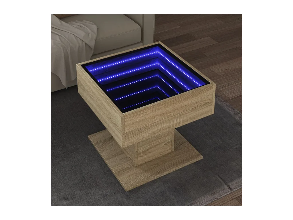 Table basse avec LED chêne sonoma 50x50x45 cm bois d'ingénierie