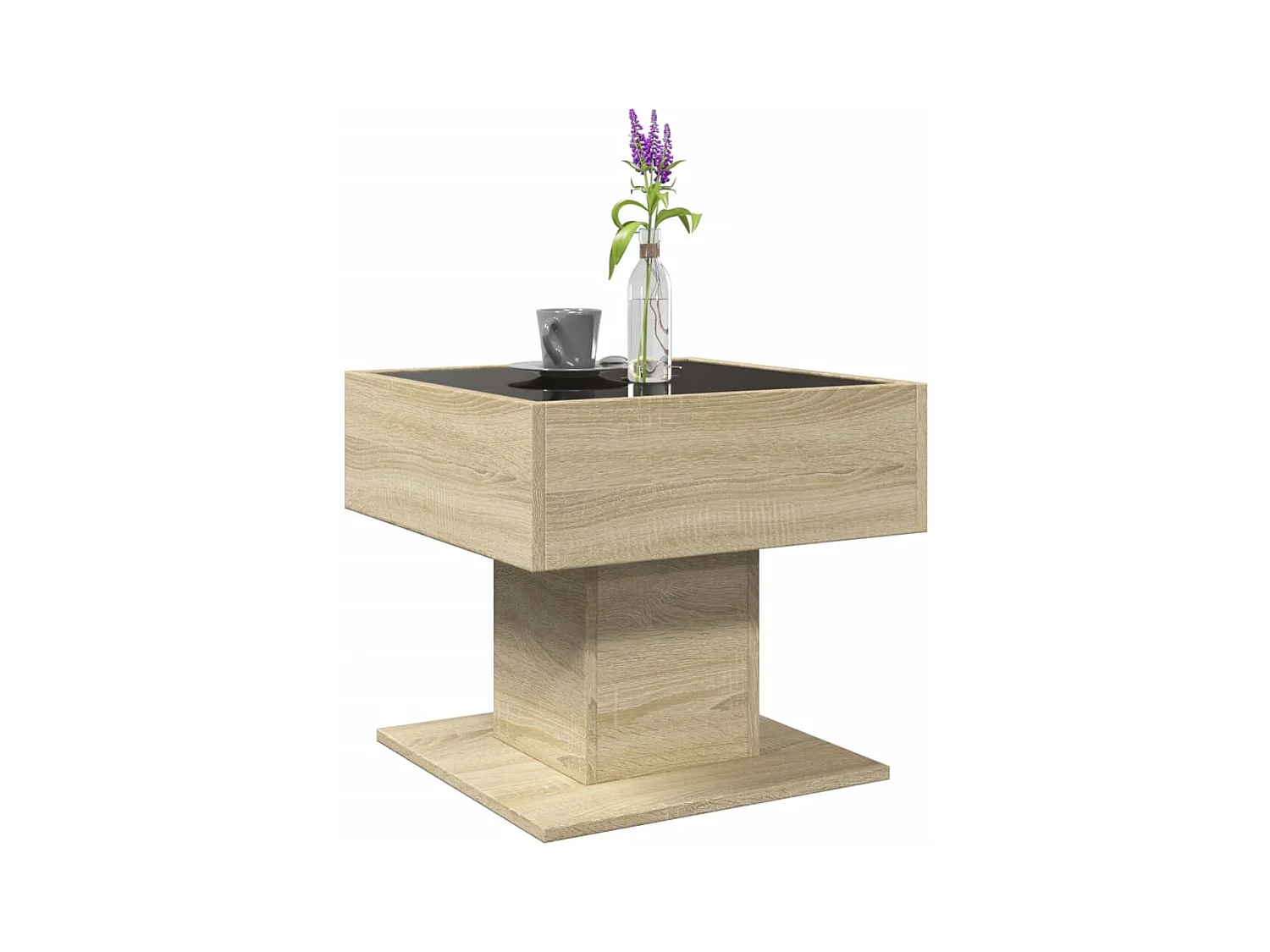 Table basse avec LED chêne sonoma 50x50x45 cm bois d'ingénierie