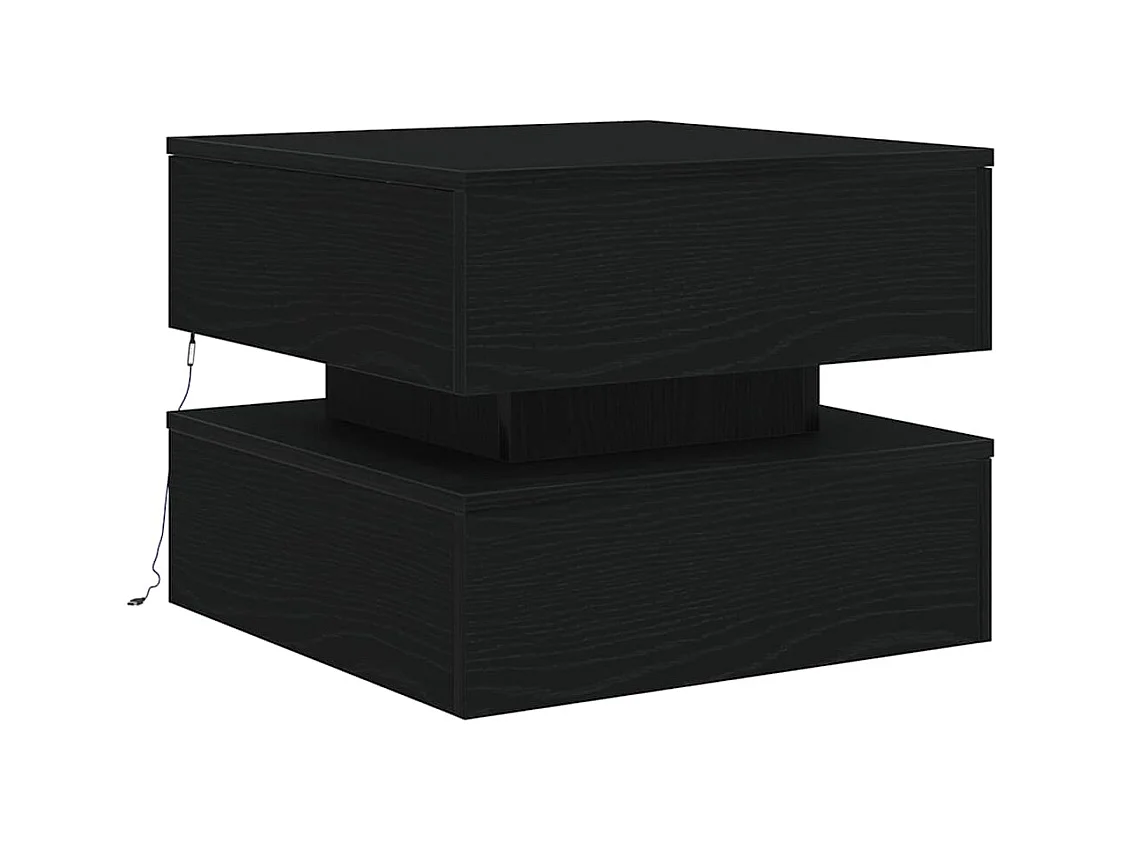 Table basse avec lumières LED chêne noir 50x50x40 cm