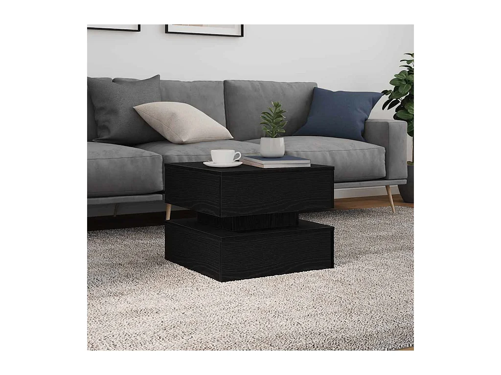 Table basse avec lumières LED chêne noir 50x50x40 cm
