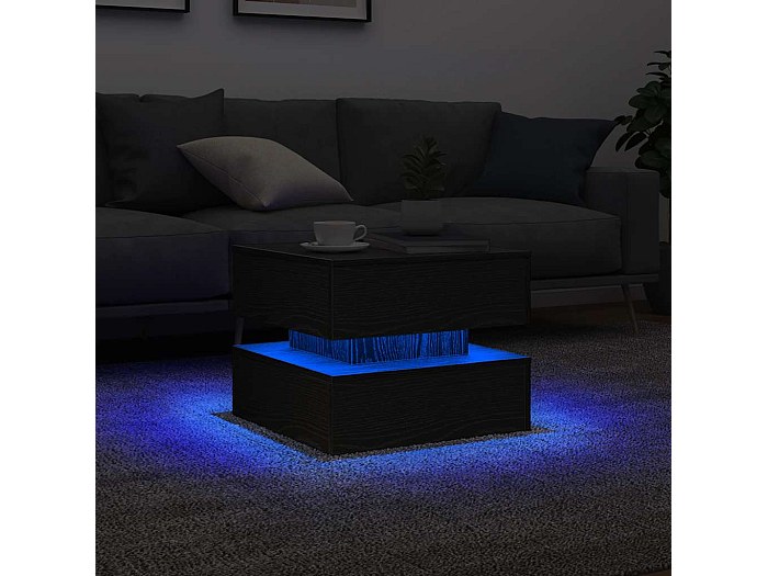 Verstelbare Salontafel 95×50×34,5 Cm - Hogglans Afwerking - 1 La En 1 Deur Led Verlichting Zwart