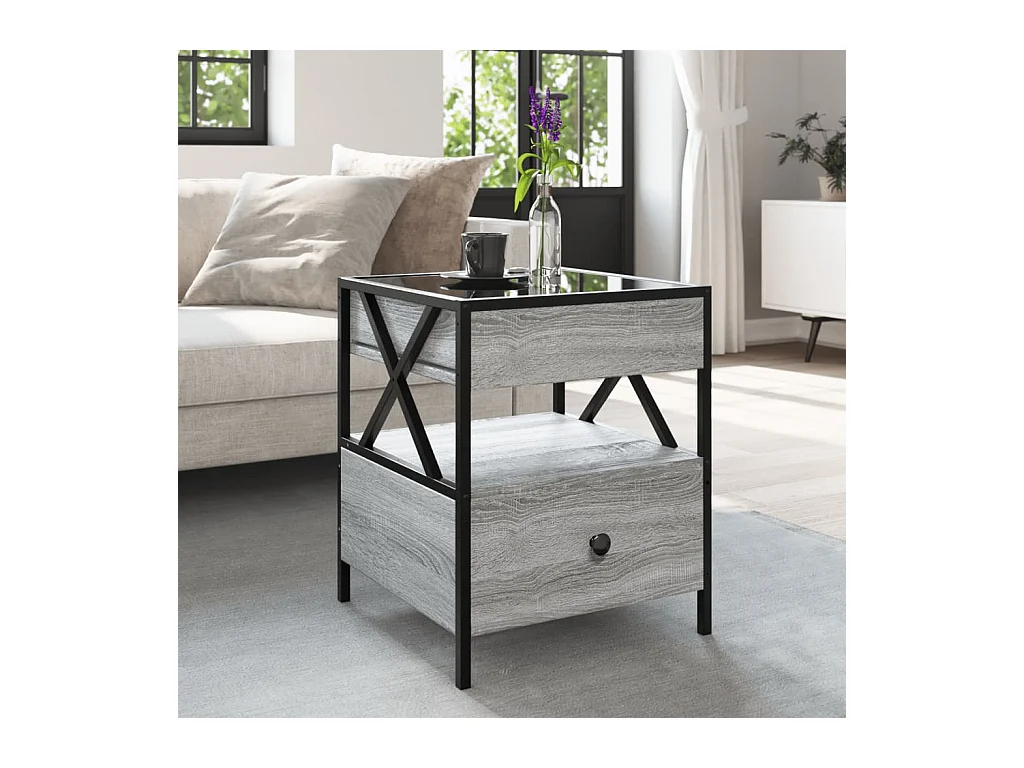 Tavolino da caffè Infinity Sonoma Grey LED 40x40x51 cm