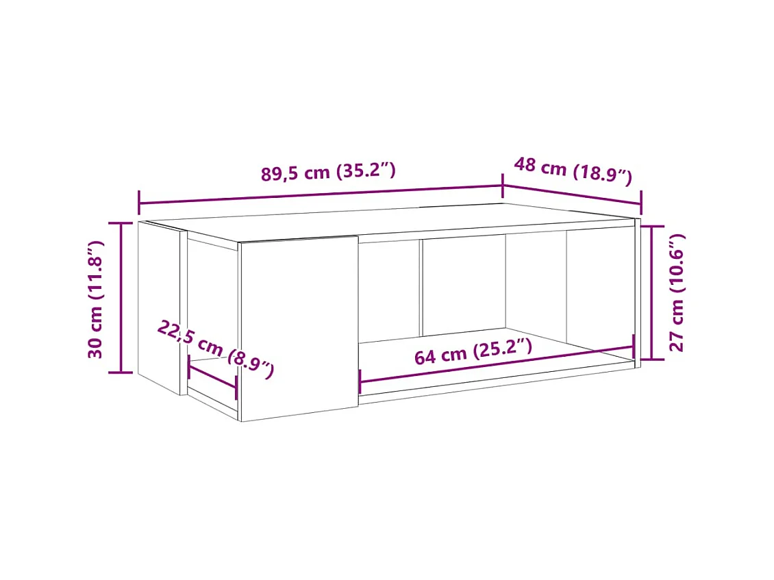 Table basse chêne sonoma 89,5x48x30 cm bois d'ingénierie