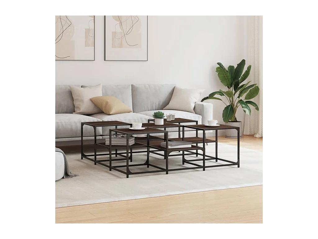 Table basse chêne marron 121x121x40 cm bois d'ingénierie