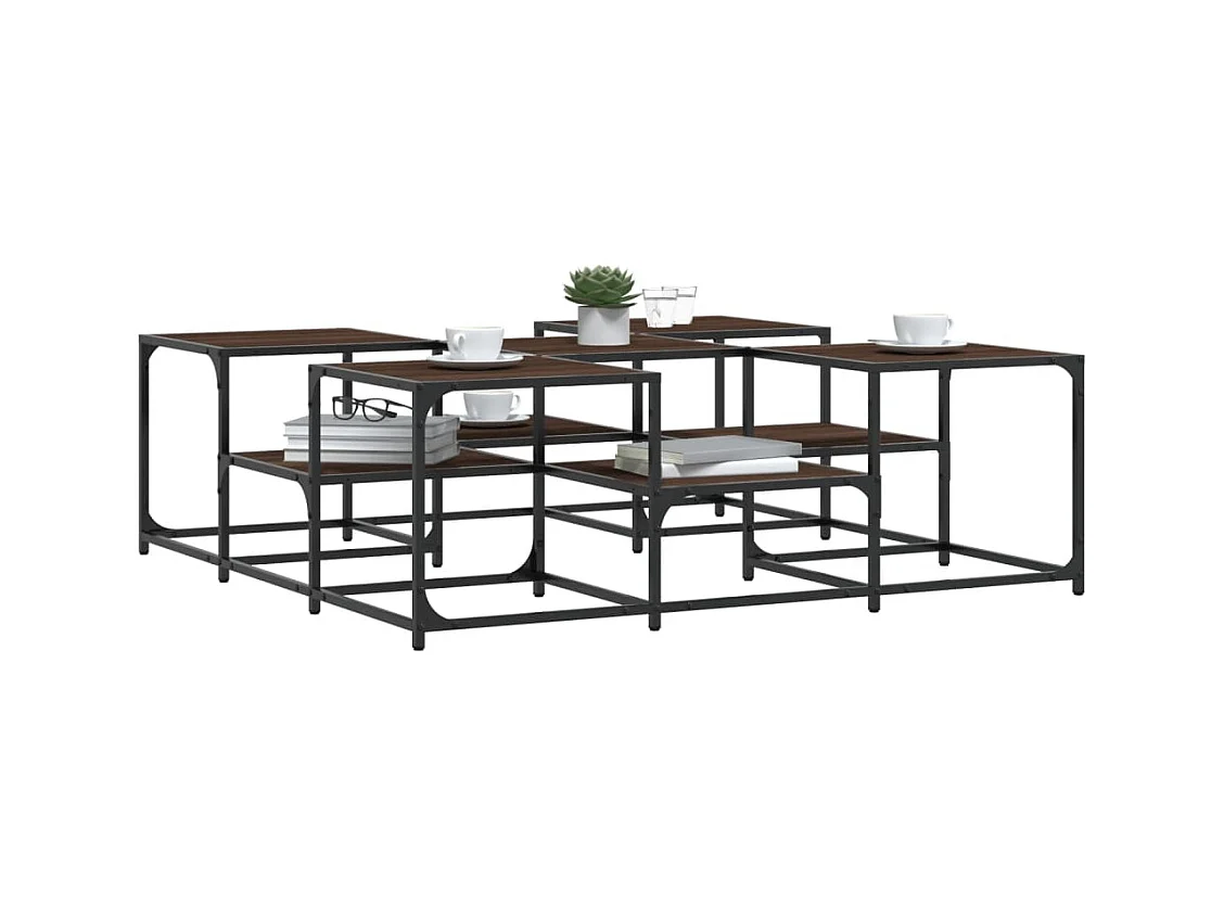 Table basse chêne marron 121x121x40 cm bois d'ingénierie