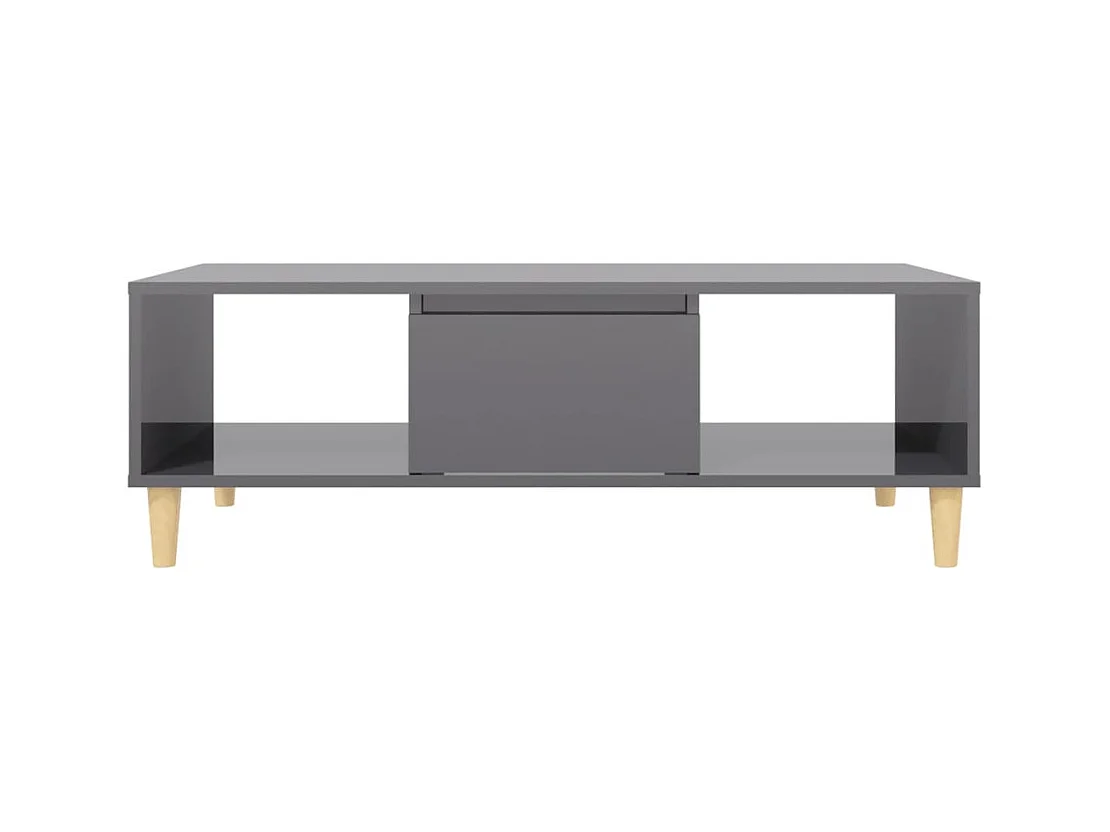 Table basse gris brillant 103,5x60x35 cm bois d'ingénierie