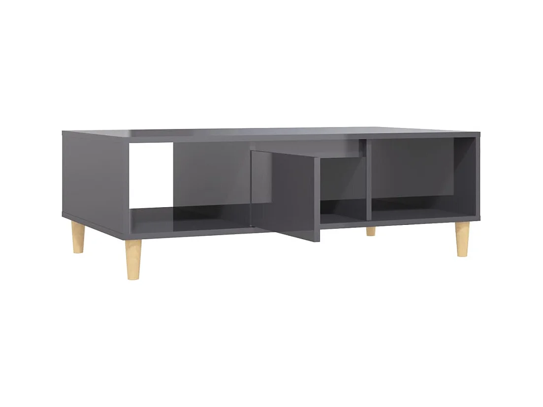 Table basse gris brillant 103,5x60x35 cm bois d'ingénierie