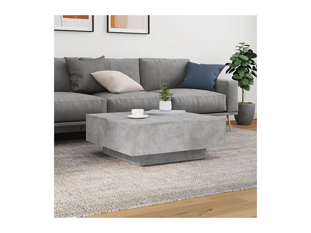 Table basse gris béton 80x80x31 cm bois d'ingénierie