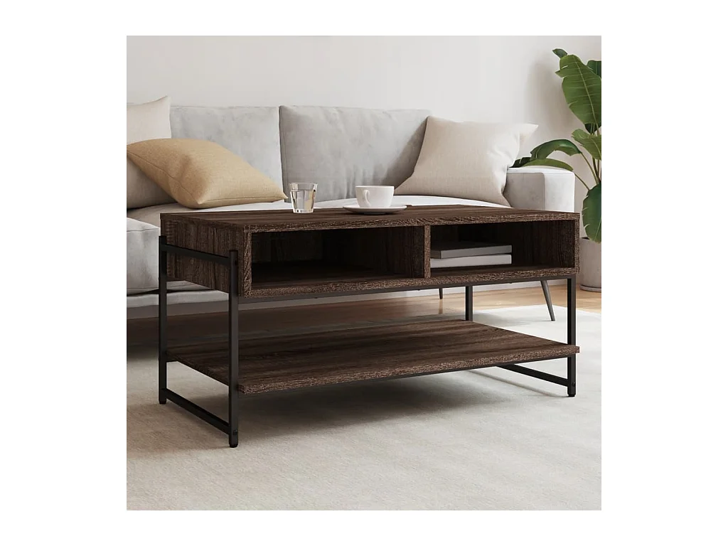 Table basse chêne marron 90x50x45 cm bois d'ingénierie