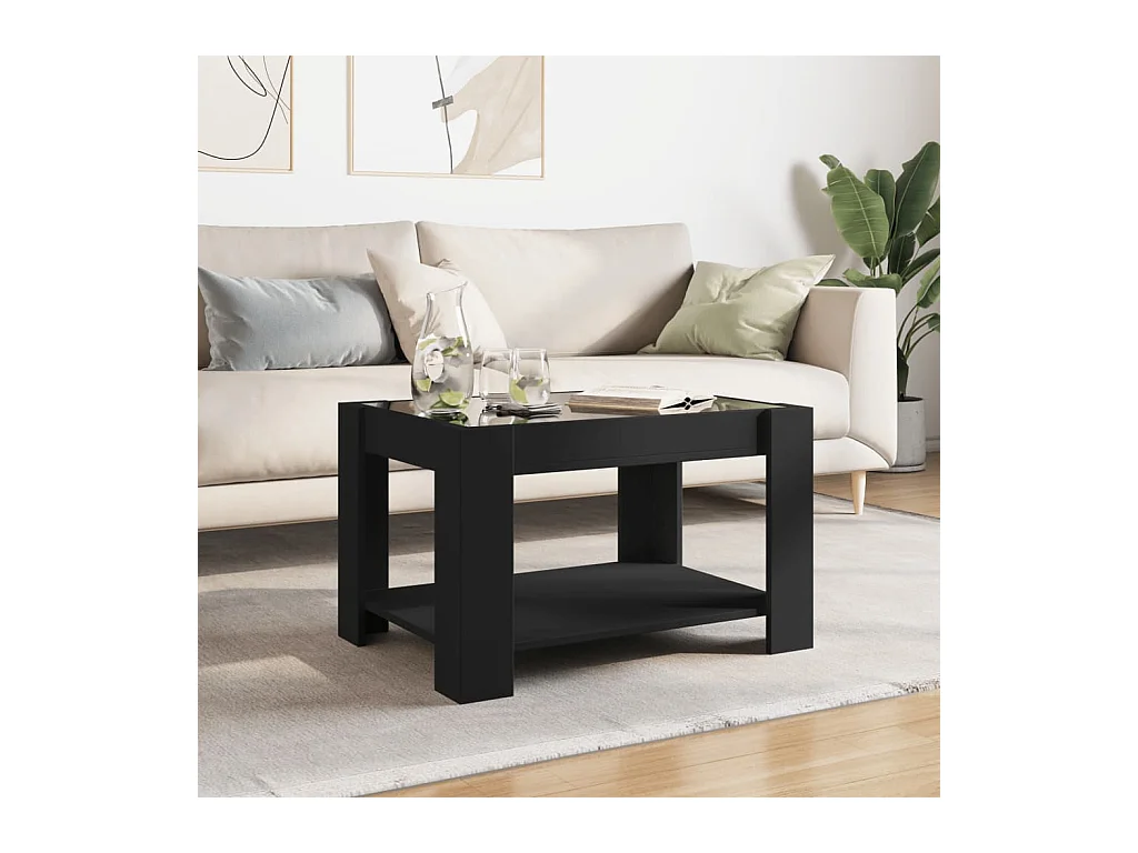 Couchtisch mit LED schwarz 73x53x45 cm Holzwerkstoff