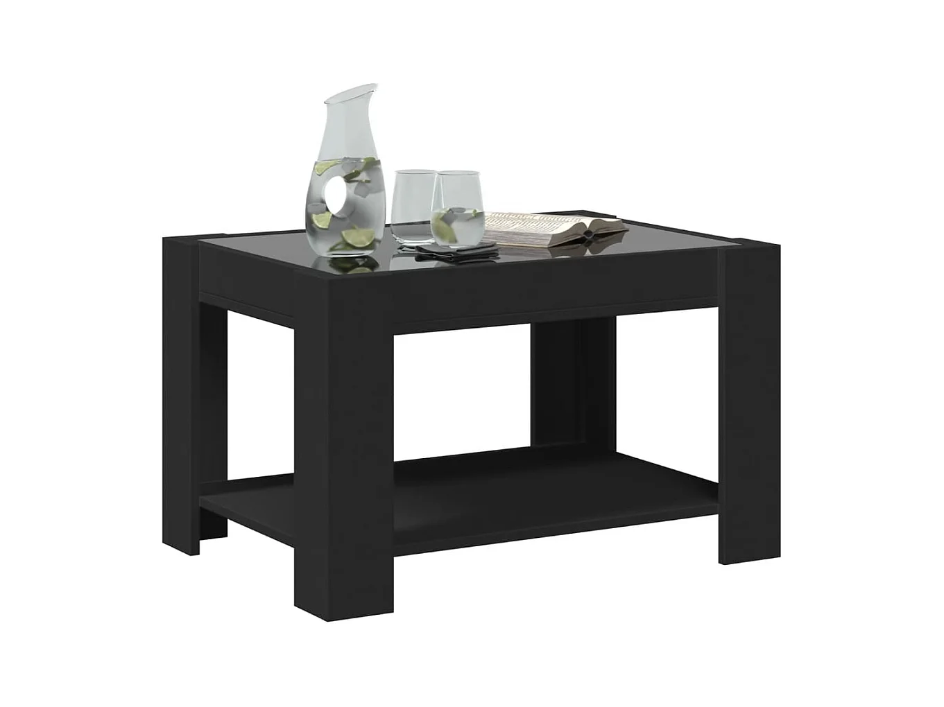 Couchtisch mit LED schwarz 73x53x45 cm Holzwerkstoff