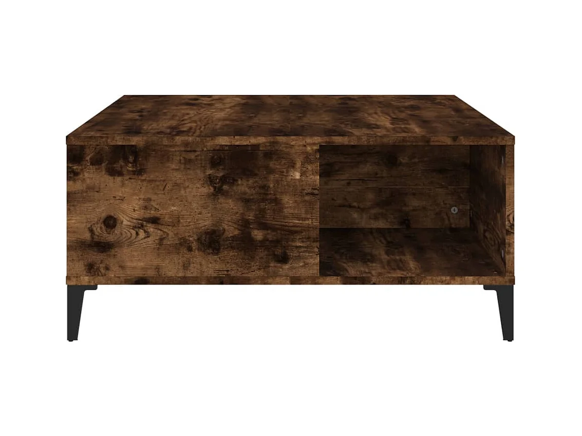 Table basse chêne fumé 80x80x36,5 cm bois d'ingénierie