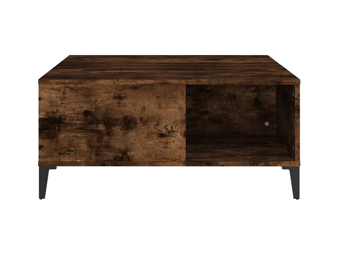 Table basse chêne fumé 80x80x36,5 cm bois d'ingénierie