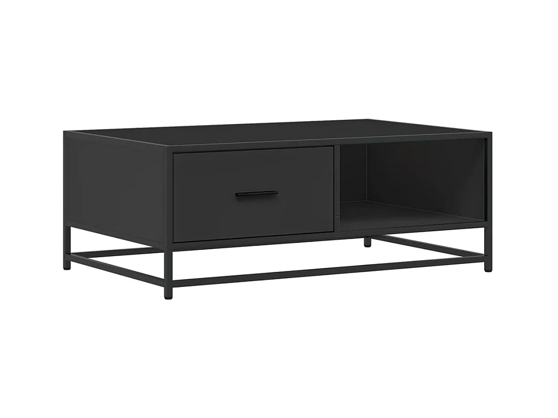 Table basse noir 90x57x35 cm bois d'ingénierie et métal