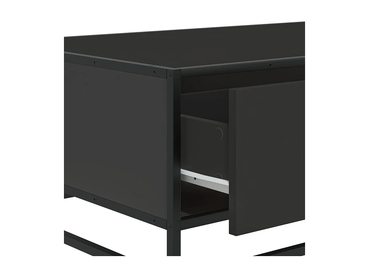 Schwarzer Couchtisch 90x57x35 cm aus Holzwerkstoff und Metall