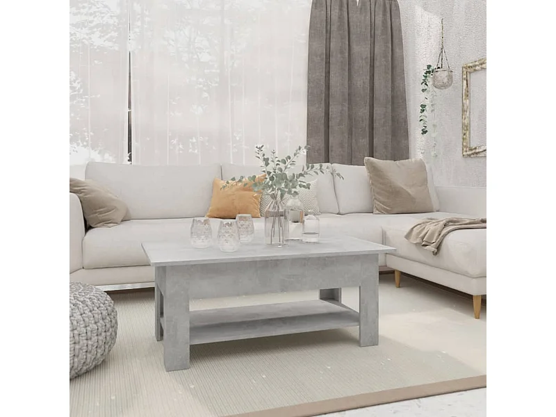 Betongrijze salontafel 102x55x42 cm bewerkt hout