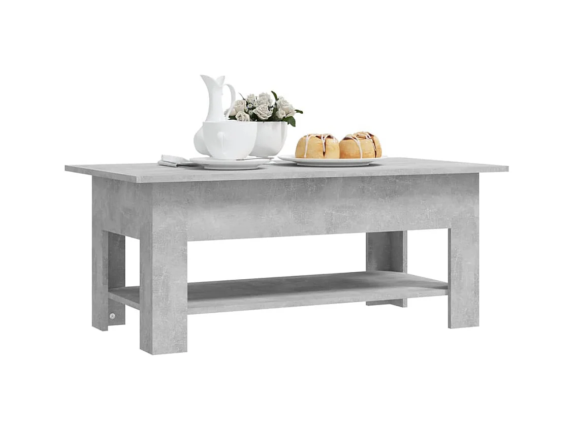 Table basse gris béton 102x55x42 cm bois d'ingénierie